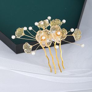 1 pièces rétro chinois bijoux de cheveux de mariage Bling cristal perles peignes épingles à cheveux pour les femmes mariée Noiva ornements FORSEVEN Clips Barrettes