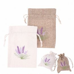 1pcs sac à cordon d'aromathérapie réutilisable broderie pochettes de lavande sacs d'arôme secs sacs de graines de jute Cott G4z9 #