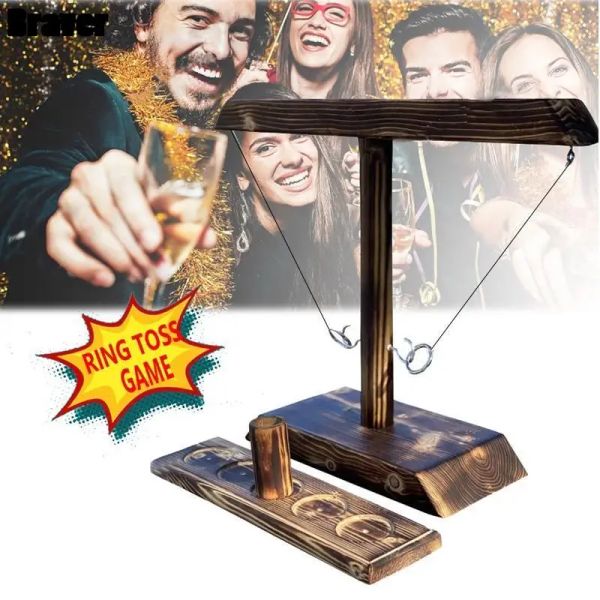 1pcs Ring Toss Games pour adultes fête à la maison Boire des jeux à rythme de planche à rythme rapide Boulons en plein air en bois