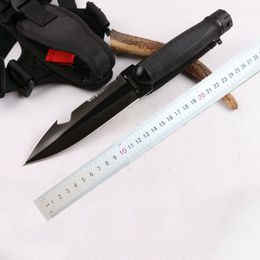 1pcs couteau droit de survie en plein air de haute qualité Diver'knife 7Cr13Mov couteaux de sauvetage à lame revêtue de titane noir avec gaine en nylon