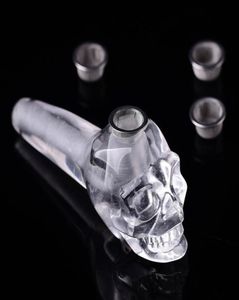 1pcs semi précieux Clean Crystal Quartz Skull Rock Rock Wand Fumer Pipes 3Metal Filtres Handicraft Augmentation de l'énergie 2023368