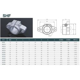 1PCS SHF8 SHF10 SHF12 SHF13 SHF16 SHF20 SHF25 SHF30 SHF35 SHF40 SHF50 SHF60 Guide de tige linéaire Support CNC Router 3D Imprimante 3D