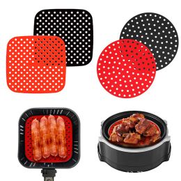 1PCS Silicone Air Fryer Pader Réutilisable Air Fryer Doublées à vapeur doublé Moule Paper Mat de cuisson Natte-cadr