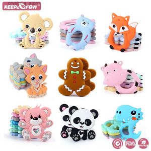 1 Pcs Silicone Anneau De Dentition Animal Koala Rongeur Bande Dessinée De Qualité Alimentaire DIY Bébé Collier Pendentif Oral Care Bébé Anneau De Dentition Jouets L230518