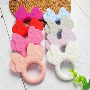 1 stks Siliconen Bijtring Cartoon Muis Hoofd Animal Food Grade DIY Baby Tandjes Bijtring Speelgoed Accessoires Ring L230518