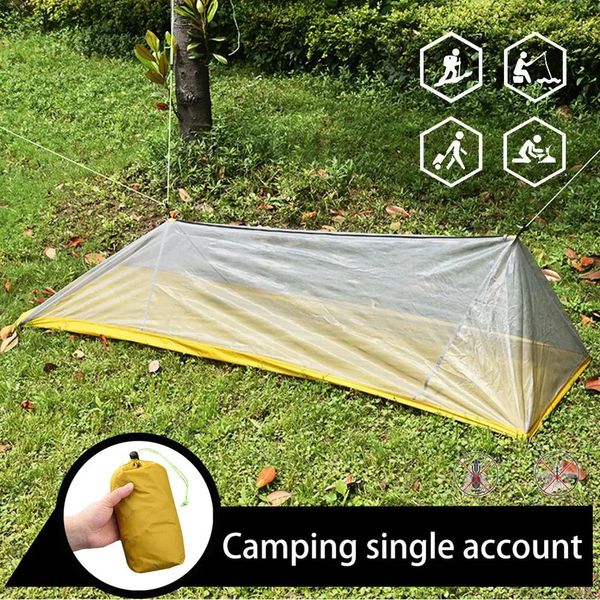 1pcs Tente à personne Tente extérieure Tentes de camping ultralight accessoires en maille 210x60x50cm jaune 200d nylon 240419