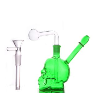 1pcs Brûleur à huile en verre de crâne Bang Banghahs Shisha 14 mm femelle Fumer Pipe d'eau Recycler en nid d'abeille DAB GRANS DRU