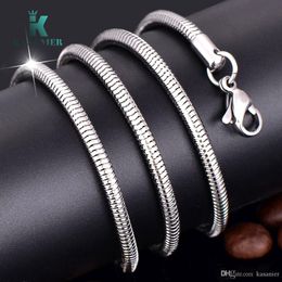 1 stks Snake Chain 3mm Zilveren Ketting Mode Vrouwen Man Zilveren Sieraden + 925 Kreeft Clasps Tag Factory Prijs Kasanier