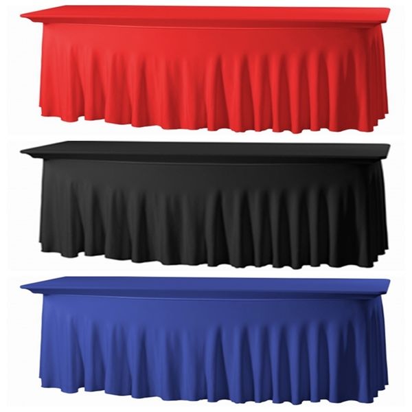 1 pièces vendu Rectangle ajusté Stretch Spandex Table couverture tissu Lycra longue barre tissu pour el événement fête décoration 210626