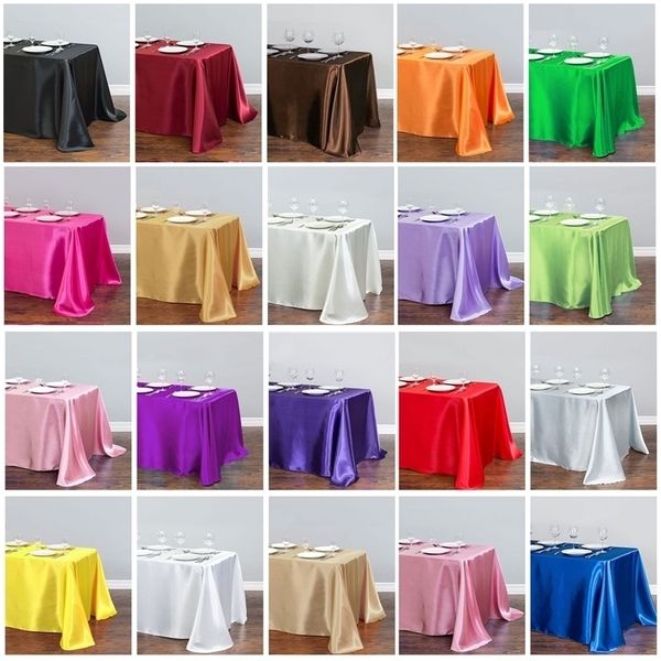 1 pièces couleur unie Satin tissu couverture de Table en tissu superposition pour anniversaire mariage Banquet Restaurant Festival fête approvisionnement 220811