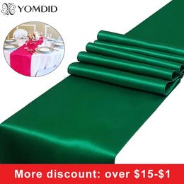 1 PPCS Solid Color Satin Table Runner Classy For Home Wedding Festival Festival Party Catering El Decoration 240430