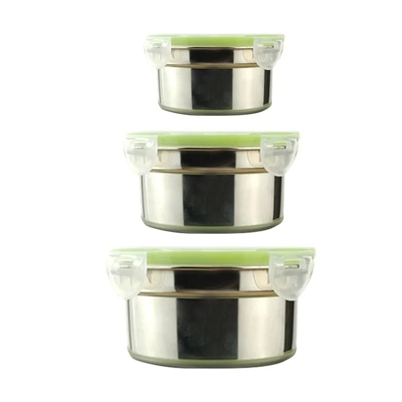 1Pcs Stainless Steel Fresh-Keeping Crisper Visible Sealed Preservation Box Bowl Lunch Box with Lid