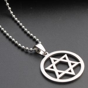1 stks roestvrij staal zeshoek zespuntige ster magische symbool ketting Israël embleem ketting geometrische ronde overlappende driehoek ketting