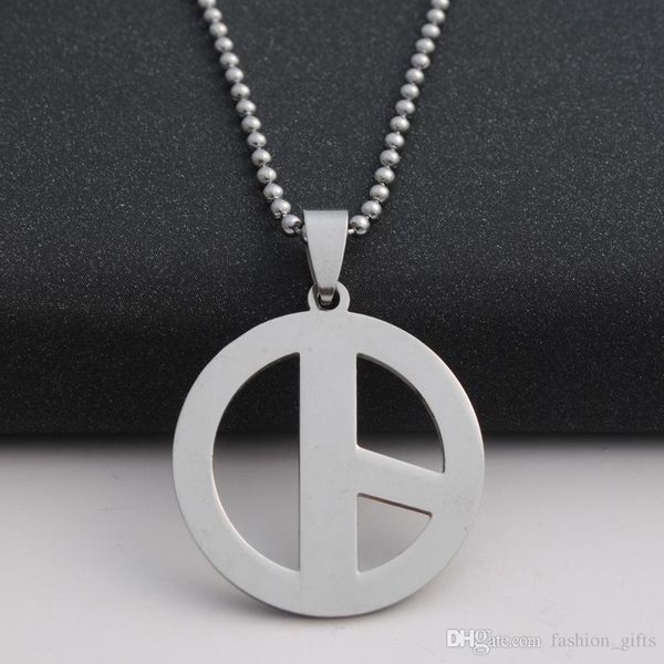 Collier avec logo anti-guerre creux en acier inoxydable, 1 pièce, rond géométrique, symbole de paix GD, chaîne en titane, bijoux