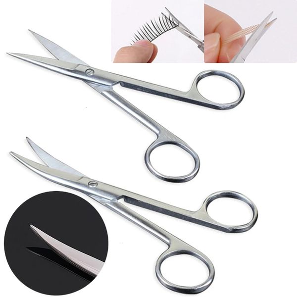 1pcs ciseaux de manucure en acier inoxydable ongles cuticules barbe sourcils tondeuse nez ciseaux à cheveux outils de maquillage à pointe incurvée droite 240305