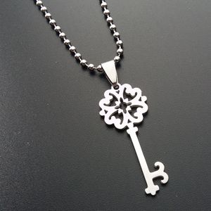 1 pièces en acier inoxydable rétro fleur clé collier amour coeur serrure symbole unique clé collier flocon de neige outil de déverrouillage clé creuse amour collier