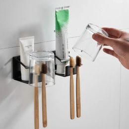 1 pièces en acier inoxydable dentifrice brosse à dents porte-gobelet support mural rangement étagère de produits pour accessoires de matériel de salle de bain 240320