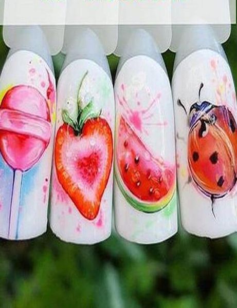 Autocollants de boisson aux fruits d'été aux fraises, 1 pièce, pour manucure, Design Nail Art, transfert d'eau, filigrane, décalcomanies de beauté 3893833