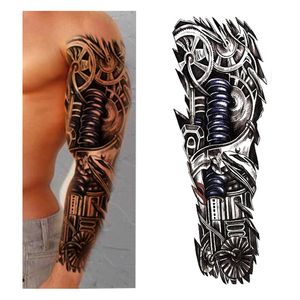 1 pièces autocollant de tatouage temporaire conception mécanique pleine fleur tatouage avec bras corps Art grand grand faux tatouage autocollant