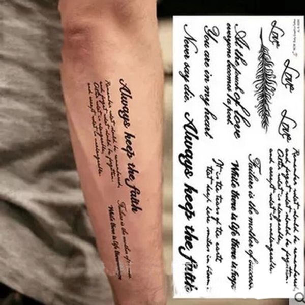 1 PCS Tatuaje temporal Palticina impermeable Arte del cuerpo Inglés Alphabet Wave Heartbeat Line Tattoo Flash Flash Tattoo para niños niña