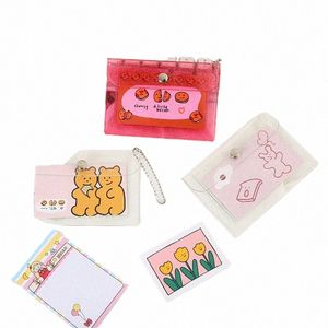 1PCS Transparante PVC Coin Purse with Keyring for Girls Cute Small Wallet ID Card Holder Busin Card Purse L0VC#