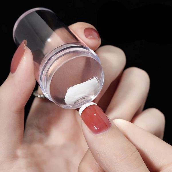 1 PPCS Kit de estampado de arte de uñas de silicona transparente para la placa de manicura Stamp Polacio Sello de dos laterales Herramienta de raspador 240510