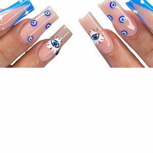 1 stks Turks Blauwe Boze Oog Nail Art Sticker Zelfklevende 3D Kleurrijke Charms DIY Abstracte Lijn Sliders Decoratis Nail Decals L4MY #