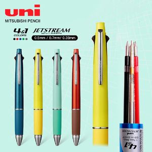1PCS UNI Jetsstream MSXE5-1000 Multifonction Pen 0.38 / 0,5 / 0,7 mmfour Couleur Ballpoint Pen0.5 mmpracteur de papeterie japonaise 240509