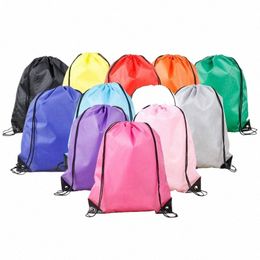 1pcs Unisex Polyester Tas met trekkoord Sport Waterdichte Rugzak Bundelzak voor Mannen Vrouwen Student Rugzak Tas Zwemmen School P4XX #