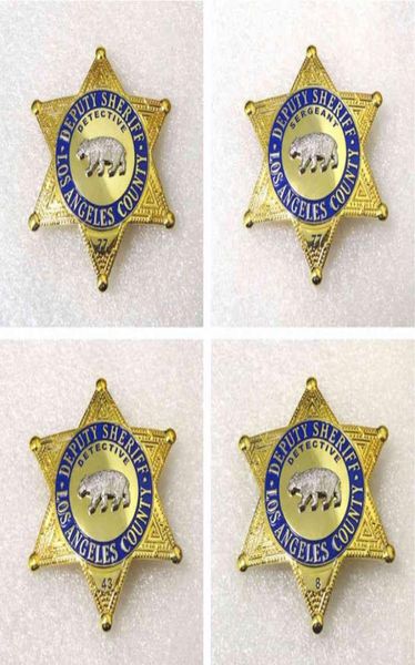 1pcs US Los Angeles County Detective Badge Movie Cosplay Prop Pin Brooch Shirt Decon Decor Women Men Halloween Gift1598009