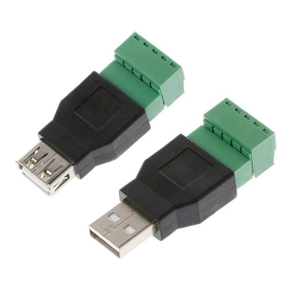 1pcs USB Femelle à visser le connecteur PLIG USB avec connecteur de bouclier USB2.0 Femelle Jack USB Femelle To Vis Terminal