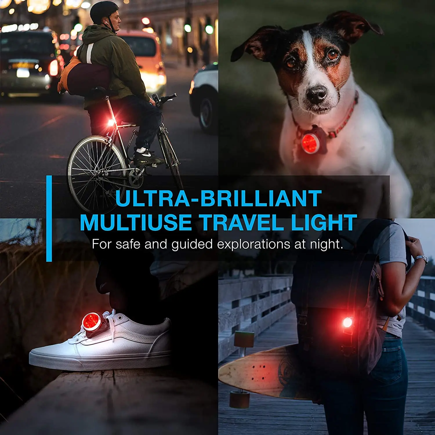 1PCS USB do ładowania roweru, super jasne przednie reflektor lub tylne światło rowerowe LED, 650 mAh, 4 opcje trybu świetlnego