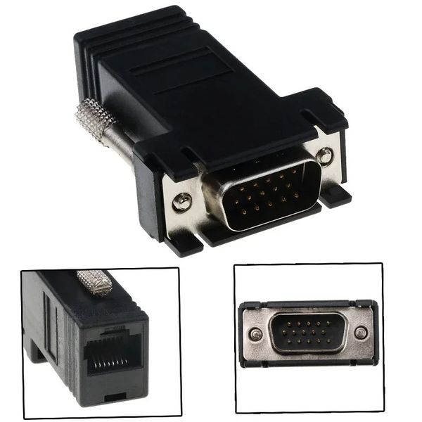 1 pièces VGA Extender mâle vers LAN vidéo CAT5 CAT6 RJ45 câble réseau Adap nouveau