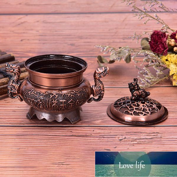 1 Uds. Quemador de incienso incensario de aleación de bronce estilo tibetano de diseño Vintage artesanía de Metal