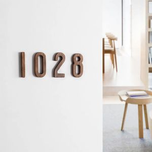 1 stcs walnoot houten huis nummer 3d cijfer deur plaque met magneet deurnummer voor hotel thuis postbus label #0-9