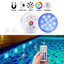 1pcs impermeables luces submarinas de color bajo luces remotas luces de buceo luz de piscina rgb bulbo led jardín de la fiesta de la fiesta256x