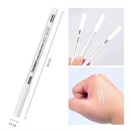 1pcs White Surgical Eyebrow Tattoo Skin Marker Pen Tool Accessories Tattoo Marker Pen With Measuring Ruler Microblading Makeup