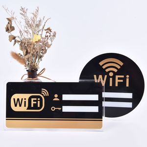 1 pièces WIFI signe 3D acrylique miroir Stickers muraux compte d'écriture réinscriptible et mot de passe pour Public Shope WIFI signalisation