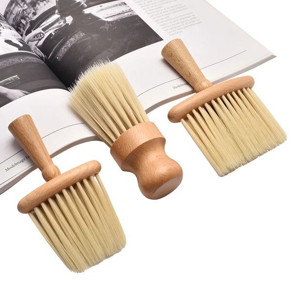 1pcs Brouss de brosse en bois visage de cou de coucheur de coiffeur de coiffure balayant les outils de style de coupe