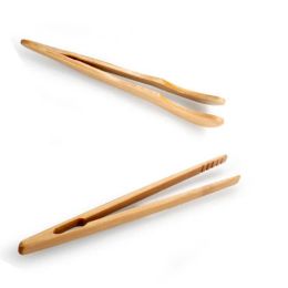 1pcs té de madera tweezer tocero clip de té pinzas ensalada de bambú comida tostada de curvas clips accesorios de cocina accesorios de téware