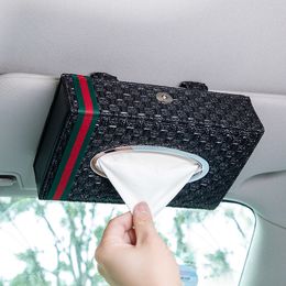 1 stwen geweven zwarte strap clipstijl auto tissue box zonnekijkhouder voor Volkswagen Auto Interior Accessoires 220523