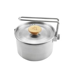 1PCStainless Steel Kettle Outdoor Camping Pot Teapot draagbare trekking kookgereedschap Travel Wandel kookgerei apparatuur