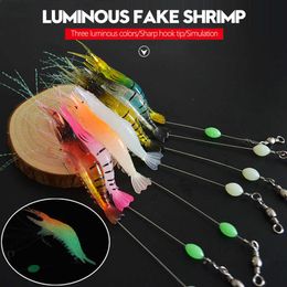 1 pièce 8cm 5g lumineux faux crevettes Silicone souple appât artificiel avec perle crochet pivotant pour la pêche Sabiki Rig matériel de pêche mer