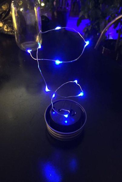 1 pièce décor de fête de noël couvercle de pot Mason avec panneau solaire lumière bleue LED pour bocaux en verre lumières de noël 7628411