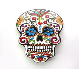 1 -stuk Mexicaanse dag van de dode wandklok bloemenschedel dia de los muertos wandklok moderne snoep suiker schedel Halloween cadeau5834024