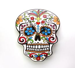 1 -stuk Mexicaanse dag van de dode wandklok bloemenschedel dia de los muertos wandklok moderne candy suiker schedel Halloween cadeau6922020