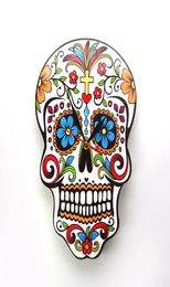 1 -stuk Mexicaanse dag van de dode wandklok bloemenschedel dia de los muertos wandklok moderne snoep suiker schedel Halloween cadeau5218939