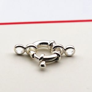 1-pièce solide 925 Collier en argent sterling fermoir de 10 mm avec 1 brin anneau nautique mobile pour le bracelet bricolage bijoux