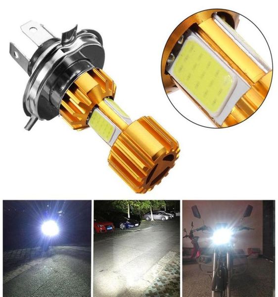 Faisceau de phare de moto à trois côtés H4 HS1 H6 P15D, ampoule blanche 6000K LED 18W HiLo COB puce 2000LM DC 12V4055982, 1 pièce