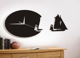 1 pièce Yacht laissant horloge murale Design moderne décor à la maison Style de mer montre murale le voilier bateau horloge marins Marines cadeau 2162871